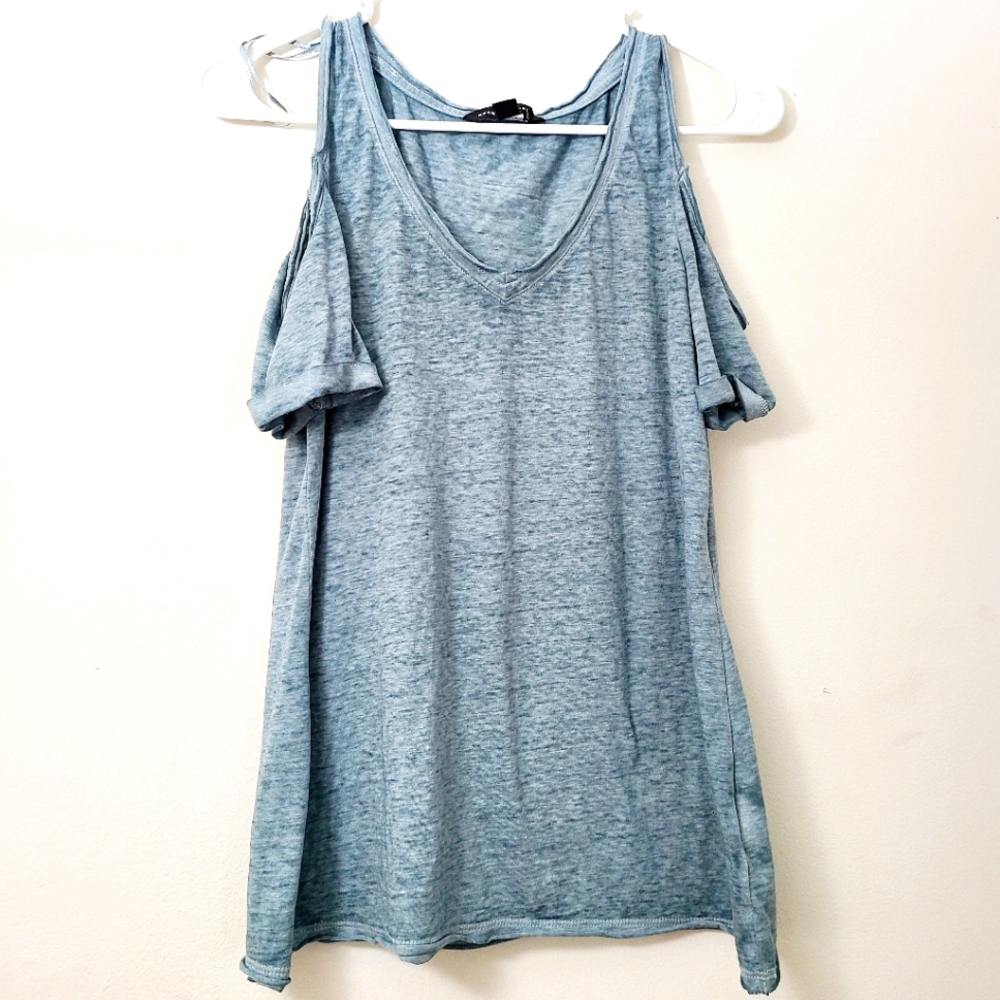 Rock & Republic Blue Cold Shoulder Tunic Top XS